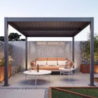 Lamellen-Pergola Stanley Aluminium mit Regenrinne 3x4m anthrazit