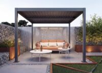 Lamellen-Pergola Stanley Aluminium mit Regenrinne 3x4m anthrazit