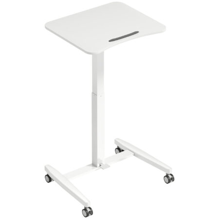 Laptoptisch Stehschreibtisch höhenverstellbar mit Rollen und neigbarer Platte weiss