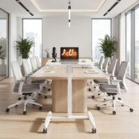 Laptoptisch Stehschreibtisch höhenverstellbar mit Rollen und neigbarer Platte weiss