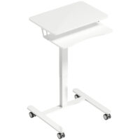 Laptoptisch Stehschreibtisch höhenverstellbar rollbar mit Tastaturablage weiss