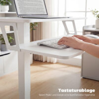 Laptoptisch Stehschreibtisch höhenverstellbar rollbar mit Tastaturablage weiss