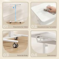 Laptoptisch Stehschreibtisch höhenverstellbar rollbar mit Tastaturablage weiss