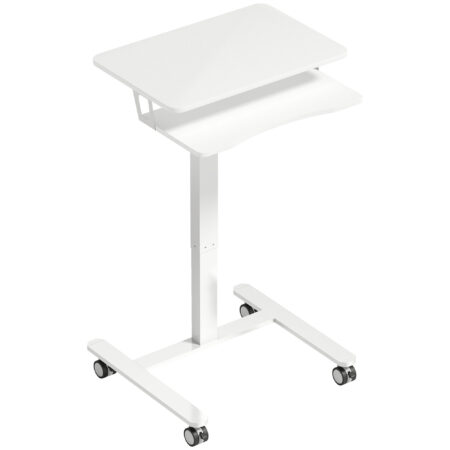 Laptoptisch Stehschreibtisch höhenverstellbar rollbar mit Tastaturablage weiss