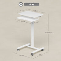 Laptoptisch Stehschreibtisch höhenverstellbar rollbar mit Tastaturablage weiss