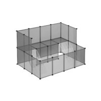 Laufstall Meerschweinchen Gehege Modular Metall Grau