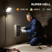 LED Arbeitslampe verstellbar mit 3 Modi und Bewegungsmelder 2x 50W Aluminium schwarz