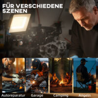 LED Arbeitslampe verstellbar mit 3 Modi und Bewegungsmelder 2x 50W Aluminium schwarz