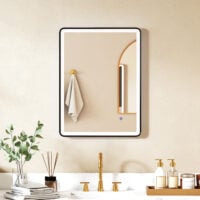 LED Badezimmerspiegel dimmbar Anti-Beschlag 80x60cm schwarz