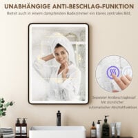 LED Badezimmerspiegel dimmbar Anti-Beschlag 80x60cm schwarz