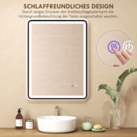 LED Badezimmerspiegel dimmbar Anti-Beschlag 80x60cm schwarz