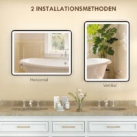 LED Badezimmerspiegel dimmbar Anti-Beschlag 80x60cm schwarz