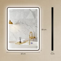 LED Badezimmerspiegel dimmbar Anti-Beschlag 80x60cm schwarz