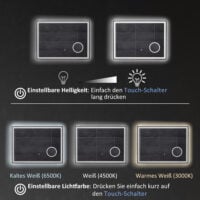 LED Badezimmerspiegel beleuchtet mit Touch Antibeschlag Vergrösserung