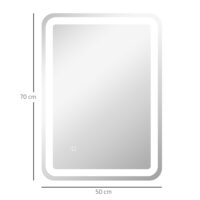 Silberner LED Badspiegel 50x70cm mit Touch-Schalter und Anti-Beschlag-Funktion