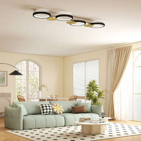 LED Deckenleuchte dimmbar mit Fernbedienung für Wohnzimmer schwarz gold