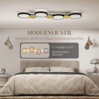 LED Deckenleuchte dimmbar mit Fernbedienung für Wohnzimmer schwarz gold