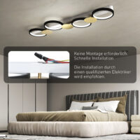 LED Deckenleuchte dimmbar mit Fernbedienung für Wohnzimmer schwarz gold