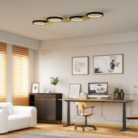 LED Deckenleuchte dimmbar mit Fernbedienung für Wohnzimmer schwarz gold