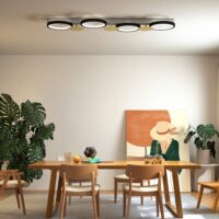 LED Deckenleuchte dimmbar mit Fernbedienung für Wohnzimmer schwarz gold