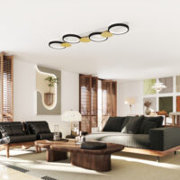 LED Deckenleuchte dimmbar mit Fernbedienung für Wohnzimmer schwarz gold