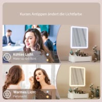 LED Kosmetikspiegel mit Beleuchtung drehbar wiederaufladbar
