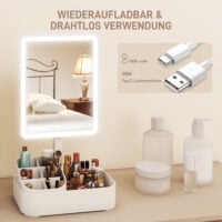 LED Kosmetikspiegel mit Beleuchtung drehbar wiederaufladbar