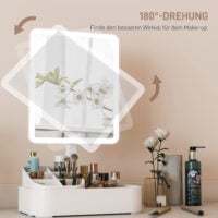 LED Kosmetikspiegel mit Beleuchtung drehbar wiederaufladbar