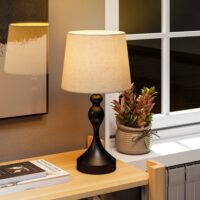LED Nachttischlampe dimmbar mit USB Ladefunktion schwarz
