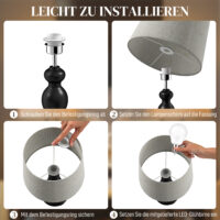 LED Nachttischlampe dimmbar mit USB Ladefunktion schwarz