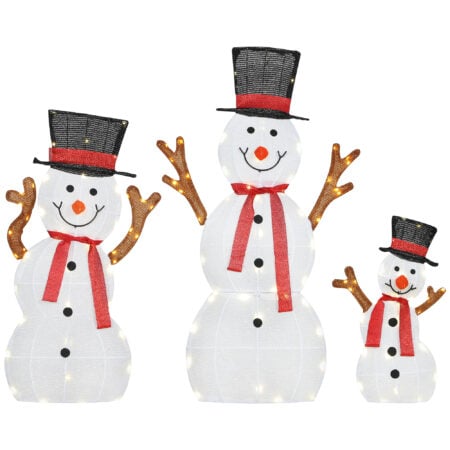 LED Schneemann Familie 3-teilig wetterfest Weihnachtsdeko aussen