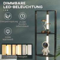 LED Standleuchte mit Eckregal dimmbar warmweiss schwarz