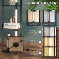 LED Standleuchte mit Eckregal dimmbar warmweiss schwarz