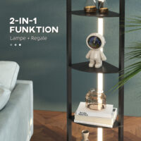 LED Standleuchte mit Eckregal dimmbar warmweiss schwarz