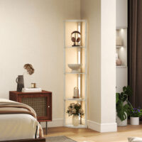 LED Standleuchte mit Regal dimmbar warmweiss Eiche