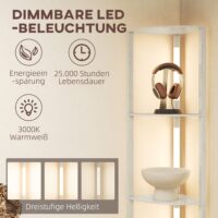 LED Standleuchte mit Regal dimmbar warmweiss Eiche