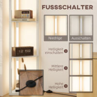 LED Standleuchte mit Regal dimmbar warmweiss Eiche