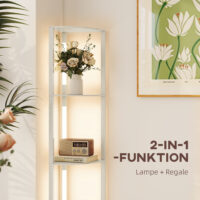 LED Standleuchte mit Regal dimmbar warmweiss Eiche