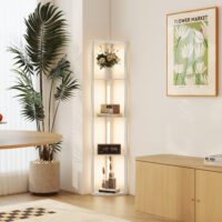 LED Standleuchte mit Regal dimmbar warmweiss Eiche