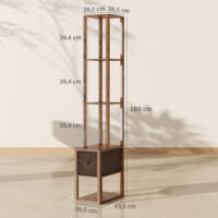 LED-Stehlampe mit Regal dimmbar für Schlafzimmer rustikal braun