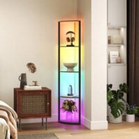 LED Stehlampe dimmbar mit Regal RGB Farbwechsel und Fernbedienung