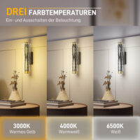 LED Wandleuchte dimmbar für innen Schlafzimmer Metall schwarz
