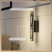 LED Wandleuchte dimmbar für innen Schlafzimmer Metall schwarz