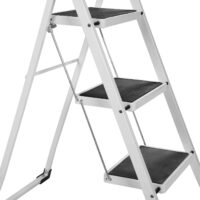 Klappbare Leiter 3 Stufen Stahl Weiss