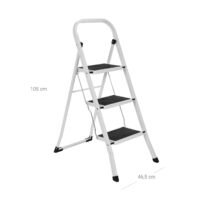 Klappbare Leiter 3 Stufen Stahl Weiss