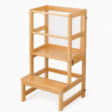 Lernturm 3in1 mit Kreidtafel ab 1 Jahr 45x45x84cm Natur