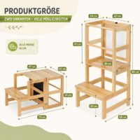 Lernturm 3in1 mit Kreidtafel ab 1 Jahr 45x45x84cm Natur