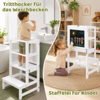 Lernturm 3in1 mit Kreidtafel ab 1 Jahr 45x45x84cm Weiss