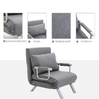Liegesessel Relaxsessel mit Liegefunktion und Gästebett grau