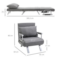 Liegesessel Relaxsessel mit Liegefunktion und Gästebett grau